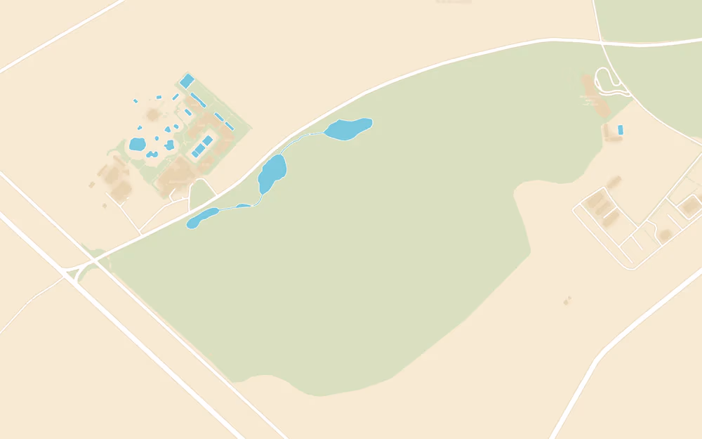 Kaartuitsnede van het golfterrein van Madinat Makadi aan de kust van Makadi Bay