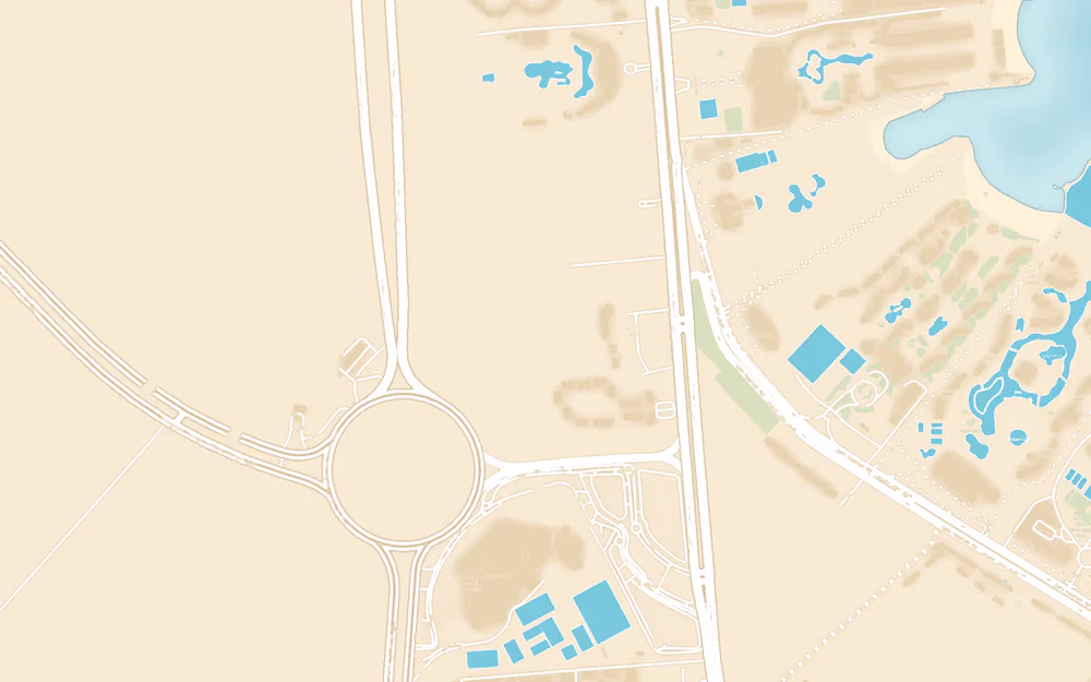 Kaartuitsnede van de zuidkant van Hurghada met de ligging van Sand City bij de grote rotonde aan de Safaga-weg
