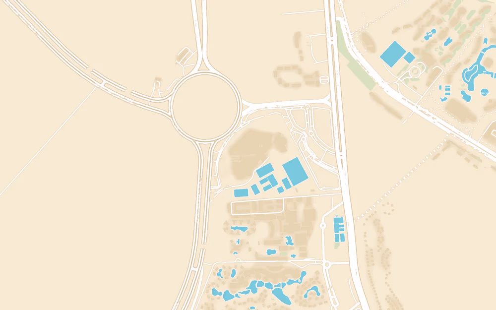 Kaartuitsnede van de rotonde bij Senzo Mall, vlak bij het resort in het zuiden van Hurghada